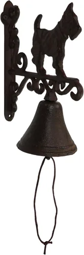 Vista 4 de Ebros Gift Campanas de hierro fundido rústico vintage occidental de casa de campo escocés Terrier perro puerta pared cena patio campana al aire