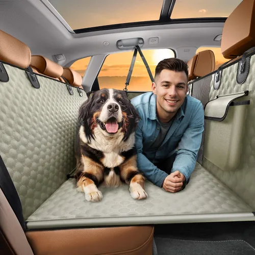 Vista 10 de SHARLOVY - Funda y extensor de asiento trasero para perros grandes, resistente y duradera, ideal para masticadores agresivos. Tipo hamaca, funciona