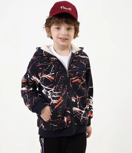 Vista 2 de Bumeex - Sudadera Sherpa con capucha forro polar y cremallera para niño