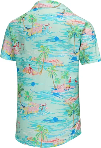 Vista 11 de KYKU - Camisa hawaiana funky para hombre, ropa tropical para vacaciones en Palm Beach