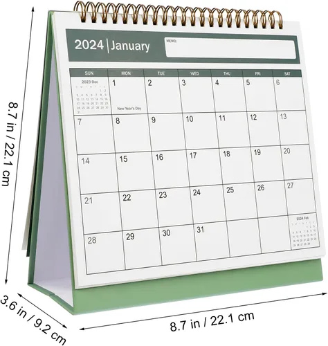 Vista 4 de Calendario de escritorio 2024.7-2025, calendario mensual de pie, calendario diario, planificador organizador para decoración del hogar y la oficina