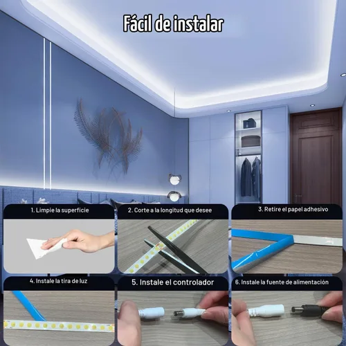 Vista 6 de DAYBETTER 16.4FT Tira de luces LED COB regulable, luces LED de alta luminosidad, 6500K blanco brillante de luz diurna, 24V, 140 LEDs, cinta LED Luz