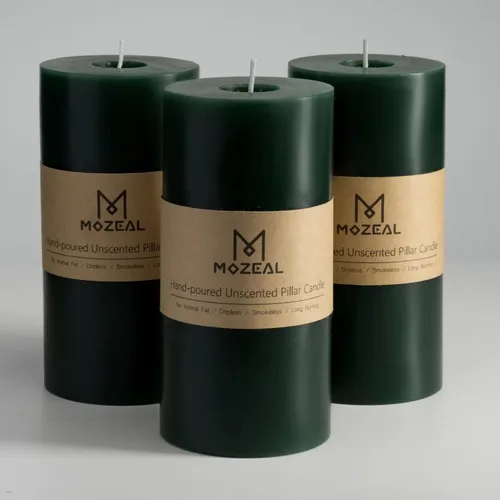 Vista 31 de MOZEAL Juego de 3 velas sin perfume vertidas a mano de 3 x 6 pulgadas, velas tipo pilar sin goteo, combustión de larga duración, aproximadamente 120
