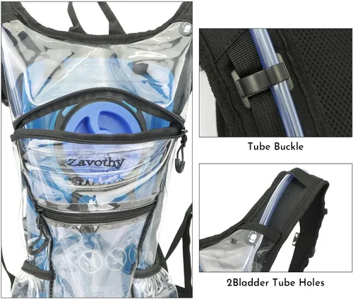 Vista 6 de Zavothy Rave Hydration Backpack with 3L Bladder, Colorful Festival Hydration Pack with Side Pockets, Lightweight Water Backpack for EDM, Music