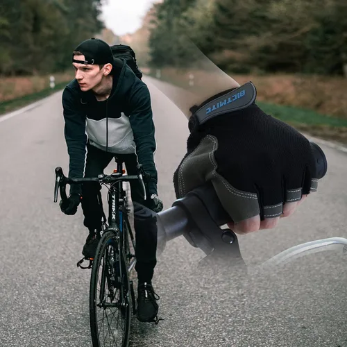 Vista 4 de Bictmitc Guantes de ciclismo de montaña de gel, guantes deportivos antideslizantes, guantes de ciclismo acolchados que absorben los golpes, guantes