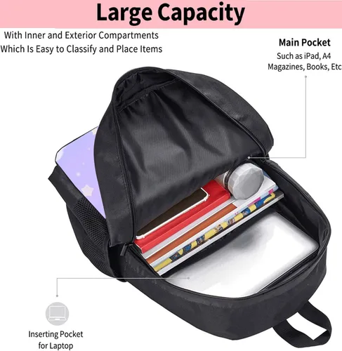 Vista 3 de Mochila de anime de dibujos animados para niñas y mujeres, linda mochila escolar Kawaii, doble capa, gran capacidad, mochila de viaje, Color 3