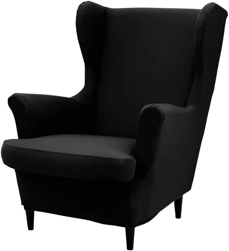 Vista 21 de Fundas para silla Wingback, 2 piezas, fundas elásticas para sillón de ala de color sólido con parte inferior elástica, protector de muebles