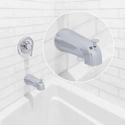 Vista 2 de DANCO Desviador en cromo 89266 Caño universal para bañera con accesorio de ducha de mano, paquete de 1