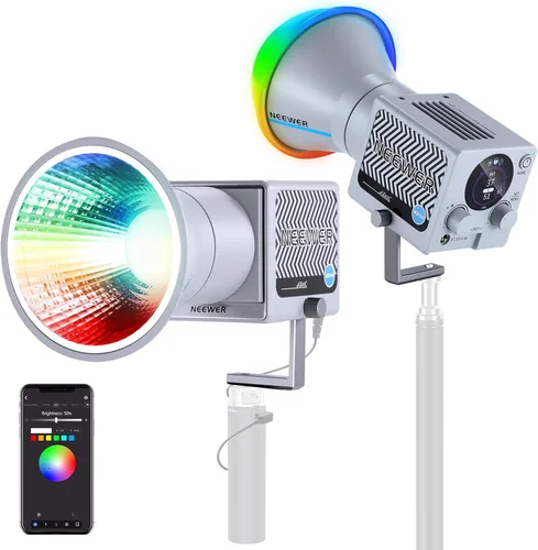 Vista 10 de NEEWER HS60B Mini Luz de Video con Control de Aplicación, Luz LED COB Bi-Color Portátil de Salida Continua de 60W con 35000lux/1m 2700-6500K 0-100%