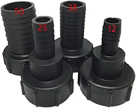 Vista 8 de Adaptador de drenaje de tanque IBC de 1/2 pulgada con tapa roscada Conector de manguera de jardín Adaptador de montaje negro