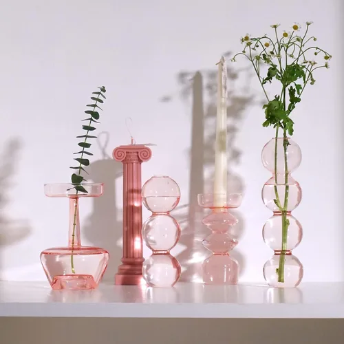 Vista 4 de Jarrón hidropónico de burbujas de vidrio transparente, jarrón de burbujas de estilo lindo de 7 pulgadas, jarrón floral único creativo para centros