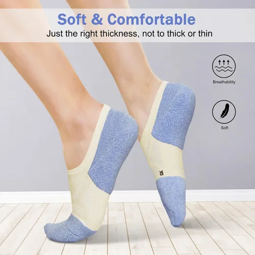 Vista 5 de No Show Socks - Calcetines deportivos de compresión de corte bajo y tobillo para mujer, 5 pares