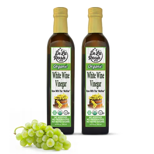 Vista 8 de De La Rosa - Vinagre de vino blanco orgánico, envejecido en barricas de madera españolas, vegano, sin OMG y sin gluten, Kosher para Pascua, ideal