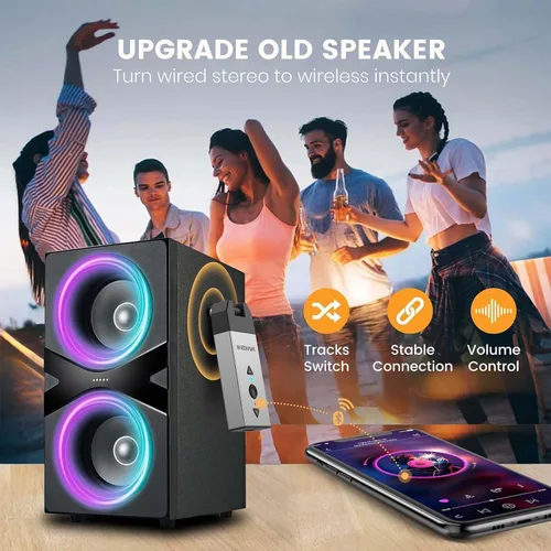 Vista 5 de Maedhawk Adaptador auxiliar Bluetooth 5.2 para auriculares estéreo de coche, receptor de audio inalámbrico con conector giratorio de 0.138 in