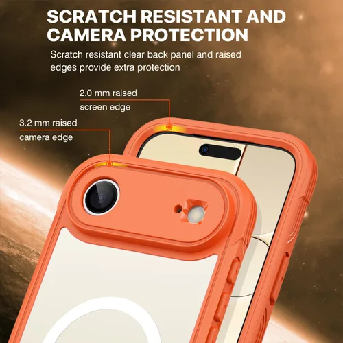Vista 6 de CENHUFO Magnetic Cover iPhone 17 Air [Compatible with Magsafe] Integrated 9H Tempered Glass Screen and Camera Protection, Shockproof 360 Degree