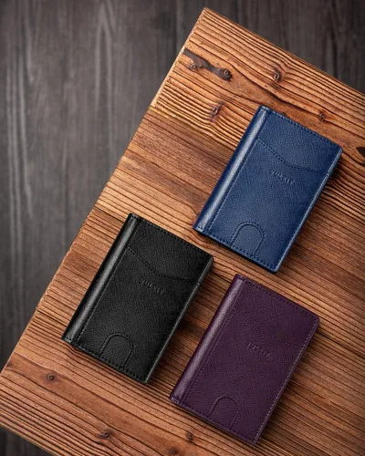 Vista 7 de VULKIT Billetera delgada con bolsillo frontal plegable con bloqueo RFID, minimalista, de cuero fino, tarjetero para tarjetas de crédito