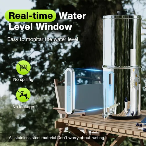 Vista 7 de Purewell Sistema de filtro de agua de gravedad portátil de 1.0 galones, sistema de encimera de ultrafiltración de 3 etapas de 0.01 μm con ventana