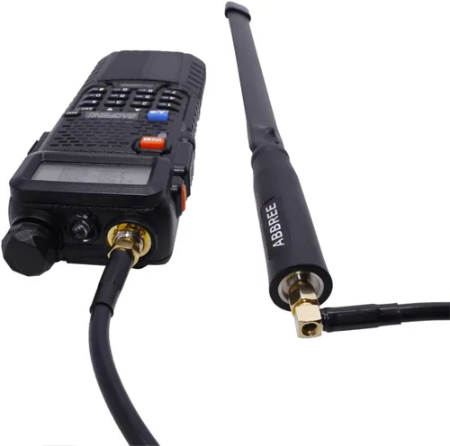Vista 5 de Abbree SMA - Antena de banda dual hembra VHF/UHF 144/430 MHz antena de látigo suave de alta ganancia para radio bidireccional Baofeng UV-5R UV-82.