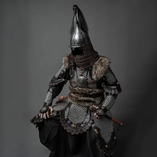 Vista 3 de PHYNEDI Armor Tactical Equipment - Juego completo de protectores de entrepierna, protectores de hombro y caballero guerrero medieval, samurái