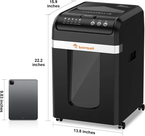 Vista 14 de Bonsaii - Trituradora de papel de 200 hojas de alimentación automática micro corte resistente para oficina 60-Min Nonstop Run, P4 High Security