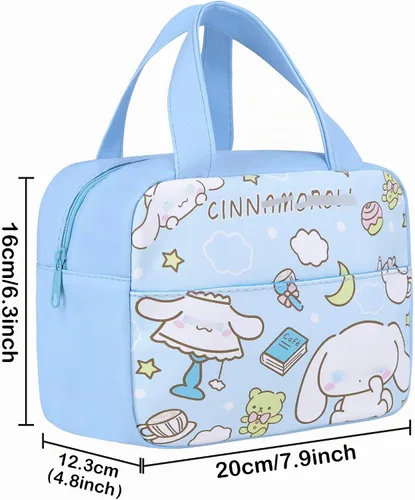 Vista 3 de Roffatide Bolsa de almuerzo de anime a prueba de fugas, impermeable, reutilizable, contenedor de almuerzo para picnic (azul)