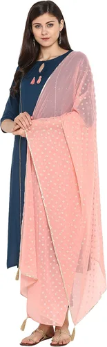 Vista 3 de Janasya Conjunto de túnica india de rayón Kurti con Dupatta para mujer