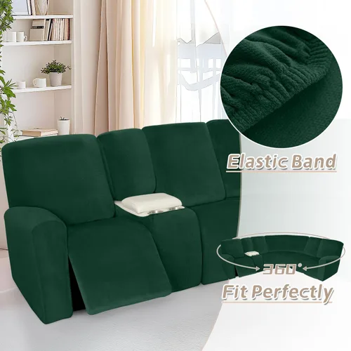 Vista 389 de Arfntevss Fundas de sofá seccional reclinable de terciopelo, Funda de sofá seccional de esquina para sofá reclinable, Funda elástica suave