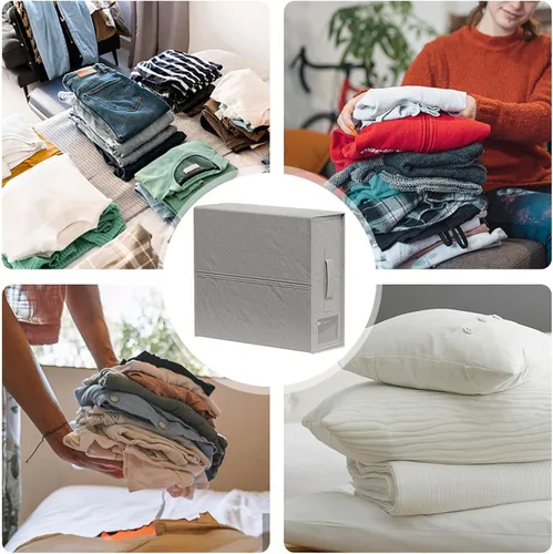 Vista 3 de Organizador plegable de almacenamiento de ropa de cama, organizador de sábanas, caja de almacenamiento de tela Oxford 600D para ropa de cama, toalla