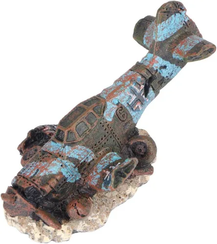 Vista 9 de POPETPOP Acuario Plane Wreck - Decoración de avión estrellado de resina para pecera