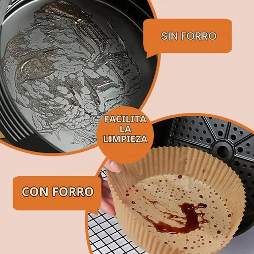 Vista 3 de Forro de papel desechable para freidora de aire, 100 piezas de papel pergamino natural de 6.3 pulgadas para freidora de aire, a prueba de aceite