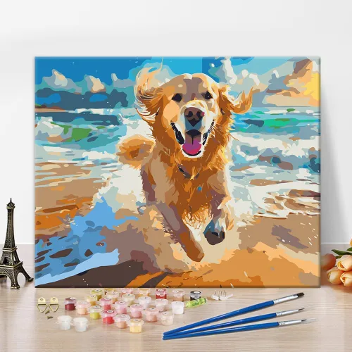Vista 9 de Kit de pintura por números de playa con rocas para adultos, Moonbend DIY Kit de pintura al óleo, lienzo nocturno, pigmento acrílico, pintura