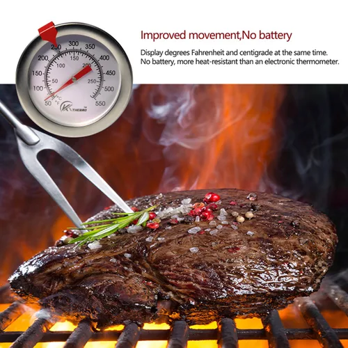 Vista 2 de KT THERMO - Termómetro de freír profundo con lectura instantánea, termómetro de dial, termómetro de carne para cocinar con pincho de acero