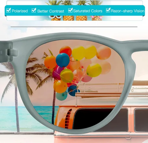Vista 2 de Lentes de sol estilo ojo de gato, retro, vintage, antideslizantes, redondas, para hombres y mujeres, lentes polarizadosno polarizados, protección UV