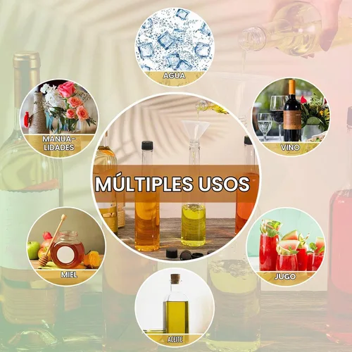Vista 7 de Tioncy 10 piezas 15 oz botellas de cuello largo de plástico para coquito, botellas de vino de licor transparentes vacías con tapas de rosca