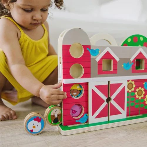 Vista 8 de Melissa & Doug GO Tots Tumble de Granja de Madera con 4 Discos - Certificado FSC