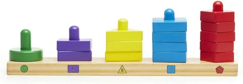 Vista 4 de Melissa & Doug Apilar y clasificar tablero: paquete de juguetes educativos de madera de 15 piezas con 1 tema compatible con M&D Scratch Fun Mini Pad