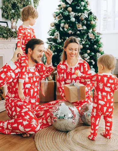 Vista 36 de VAENAIT BABY Infant Toddler Kids Adult Couple Family Matching Women Men Christmas Pjs Xmas Holiday Buffalo Plaid Pajama Set