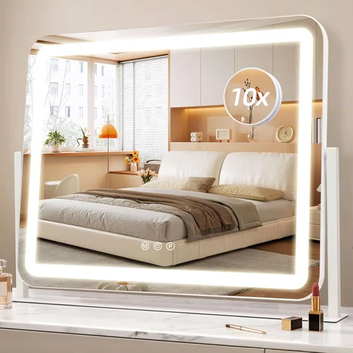 Vista 13 de Espejo de tocador de 12 x 13.9 pulgadas con luces, espejo de maquillaje LED