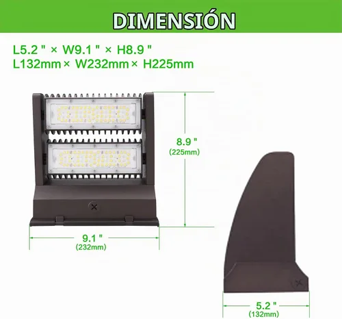 Vista 6 de Luz giratoria del paquete de la pared de la cabeza LED de 80W, 5000K 10800LM 5000K