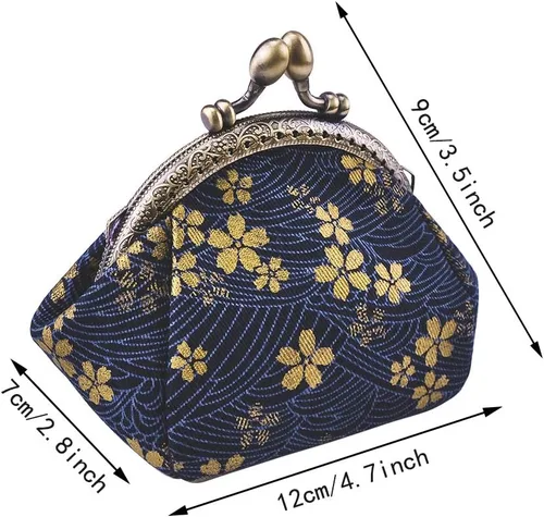 Vista 7 de Oyachic Monedero de lona con diseño floral, estilo vintage, con cierre de cierre, para niñas y mujeres