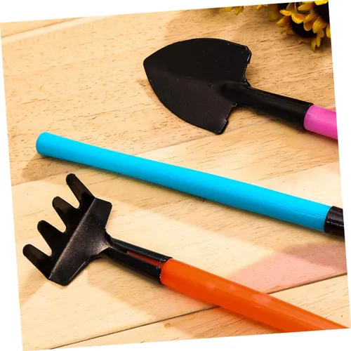 Vista 4 de Set of 3 Mini Garden Tools Compact Rake Shovel Trowel Durable Plastic Handles Ideal for Indoor Planting Bonsai Care