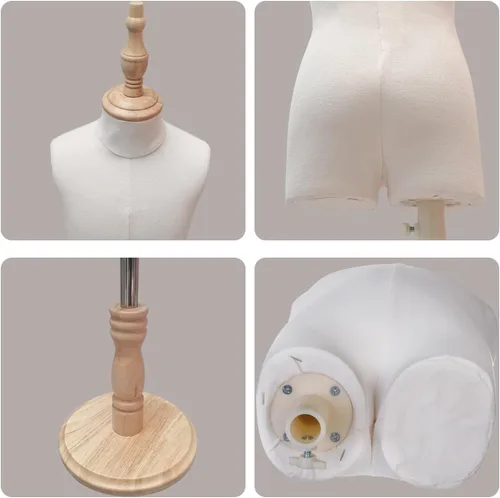 Vista 5 de Maniquí de forma de vestido para niños con soporte de madera para ventana de ropa (S(2-3 años))