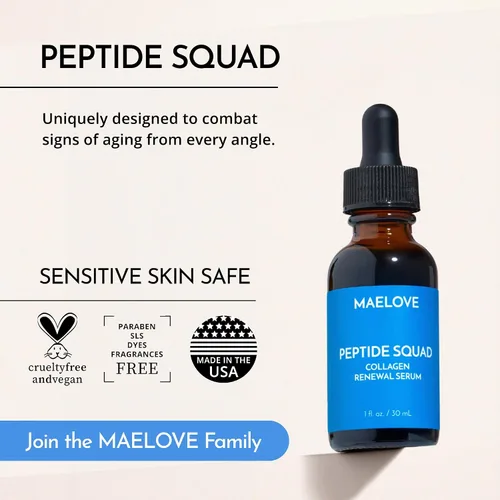 Vista 6 de MAELOVE Peptide Squad Suero Renovador de Colágeno con Péptidos de Cobre, Argireline, Matrixyl 3000 + Ácido Hialurónico y Niacinamida para Arrugas