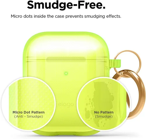 Vista 5 de Elago - Funda con llavero para audífonos AirPods 1 y 2 de Apple Amarillo Neón