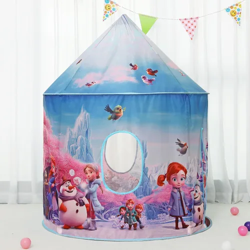 Vista 3 de Tienda de campaña y luces de castillo de hielo para niños, casa de juegos interior para niños, 41 x 53 pulgadas