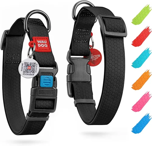 Vista 33 de WAUDOG Collar de perro impermeable – Collar ajustable para perros grandes, pequeños y medianos – Collares resistentes con cierre de metal duradero