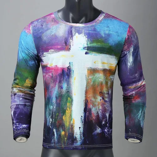 Vista 3 de Camisetas de manga larga para hombre camisetas gráficas para hombre estilo vintage ajustadas informales deportivas para entrenamiento atléticas