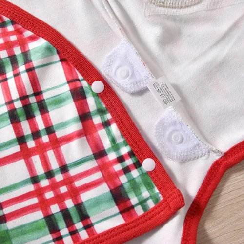 Vista 6 de Conjunto de ropa de invierno para bebé prematura de manga larga a cuadros, kimono para bebé, conjunto de ropa de invierno