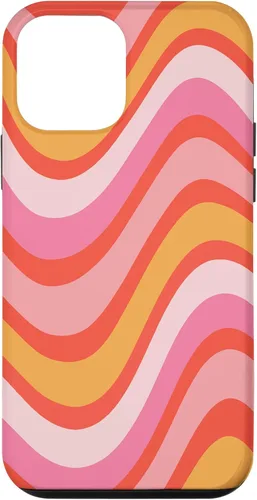 Vista 15 de iPhone 13 Pro Retro Liquid Swirl patrón de líneas onduladas rosa mandarina naranja funda