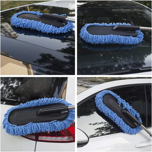 Vista 5 de Cepillo de coche de microfibra Mango extensible Interior Exterior Limpieza multiusos Cepillo de coche